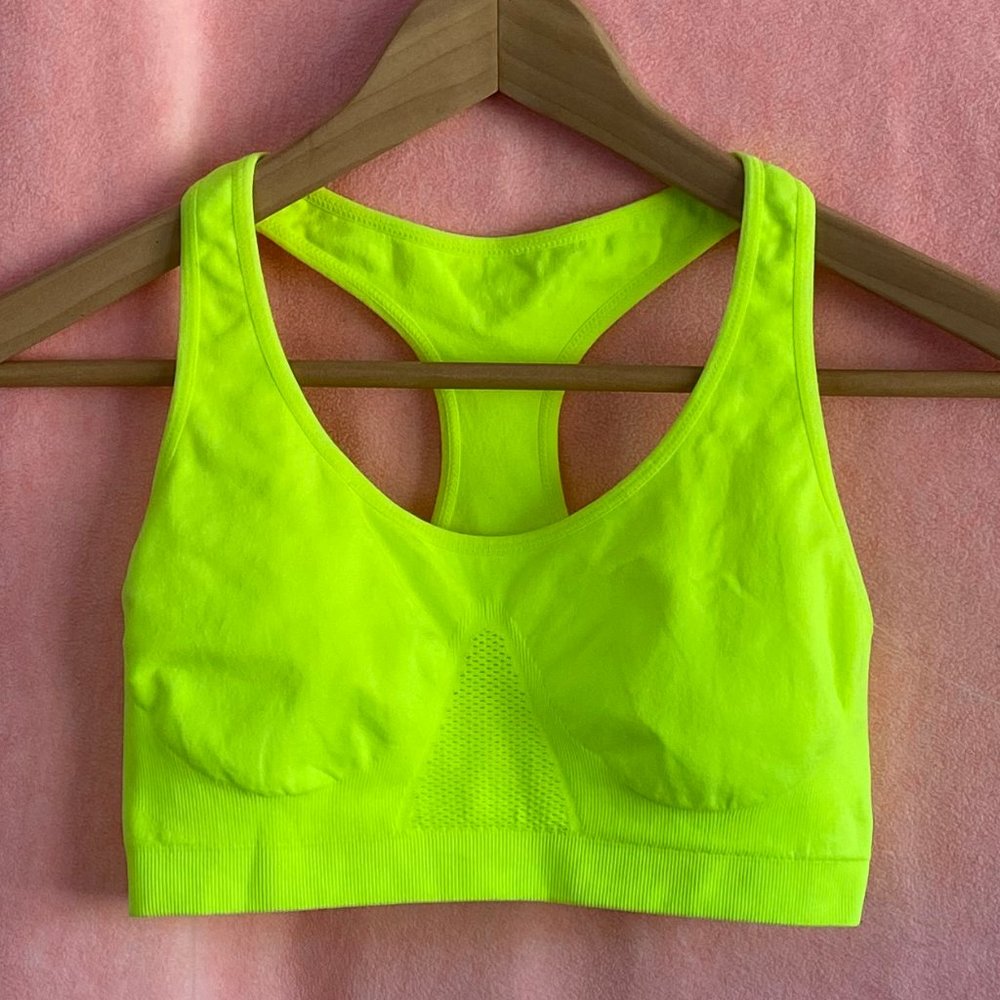 Jenni Neon Yellow Racerback Sports Bra Size M